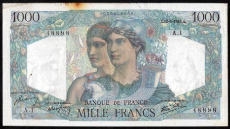 INCROYABLE réplique 1000, 10 000, copie de billet de banque de 100 000  certificats dor 1934 -  France
